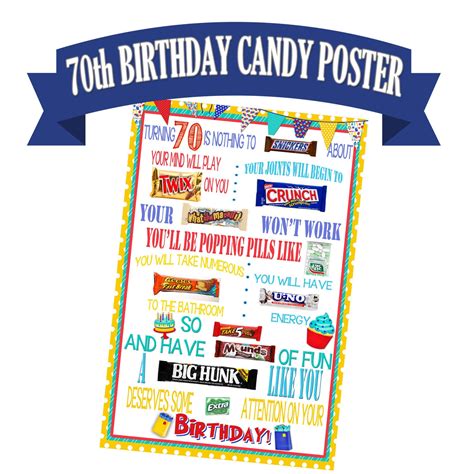 Printable Birthday Candy Poster For Son Or Daughter Birthday Birthday