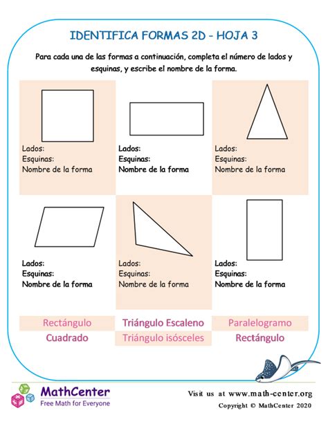 Segundo Grado Hojas De Trabajo Figuras Geom Tricas Math Center