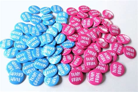 Team Bride Team Groom Badges Wedding Favour Badges Pink And Etsy