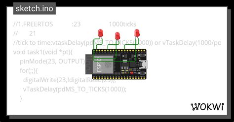 Ycx Twice Freertos 多任务点灯 Wokwi Esp32 Stm32 Arduino Simulator