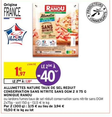 Promo Allumettes Nature Taux De Sel Réduit Conservation Sans Nitrite