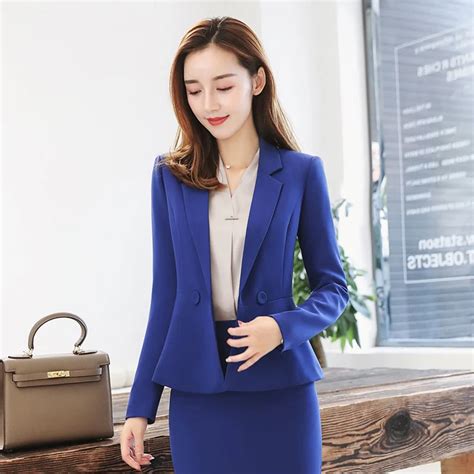 Apricot Formal Elegant Uniform Styles Blazers Suits Two Piece With Tops