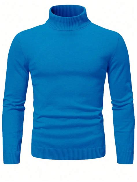 Mens Solid Color Turtleneck Long Sleeve Sweater In 2024 Mens Outfits Knitwear Men Men Sweater