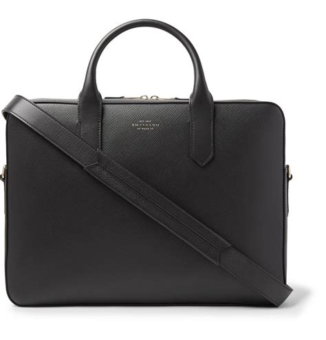 Smythson Panama Cross Grain Leather Briefcase Black Smythson