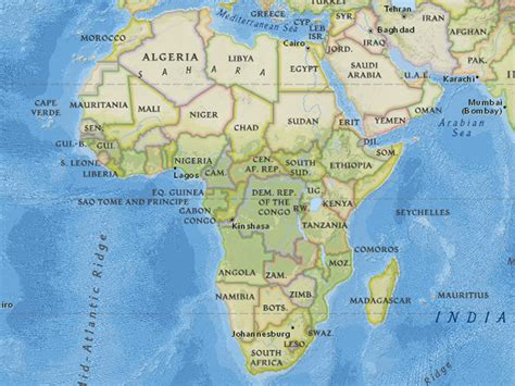 Interactive Physical Map Of Africa Fawnia Susanetta