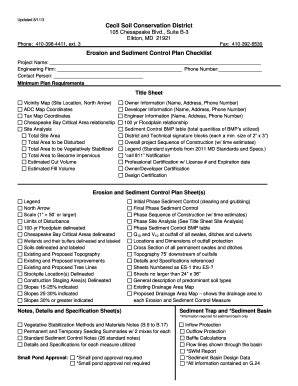 Fillable Online Erosion And Sediment Control Plan Checklist Fax Email