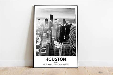 Houston Reise Poster Texas Wand Kunst Trendy Geschenk Eklektisch