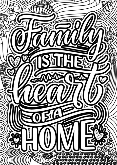 Family Quotes Design page, Adult Coloring page design, anxiety relief ...