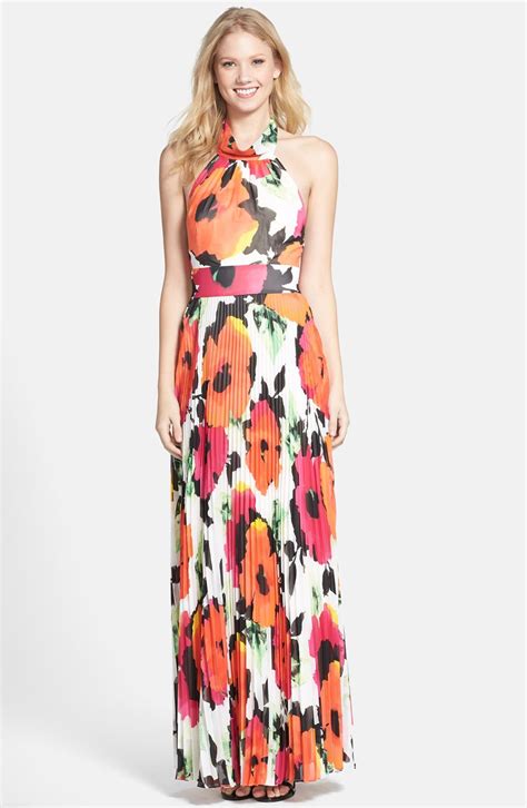 Eliza J Flower Print Chiffon Halter Dress Nordstrom