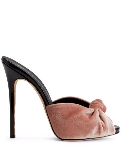 Giuseppe Zanotti Bridget Velvet Sandals Pink Farfetch Uk