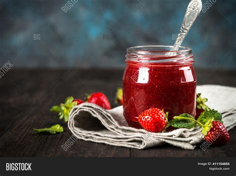 Strawberry Jam Glass Image Photo Free Trial Bigstock