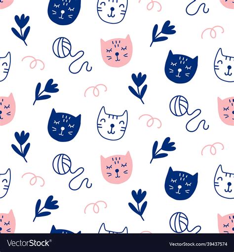 Cat seamless pattern Royalty Free Vector Image