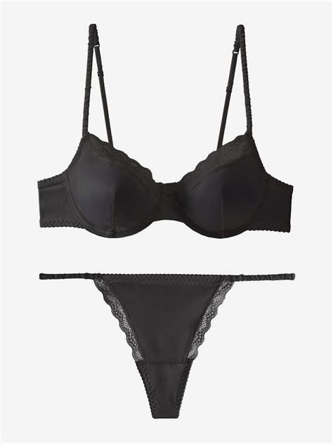 Bra Panty Sets Black Matte Satin Lace 2 Piece Sexy Adult S Lingerie Milanoo