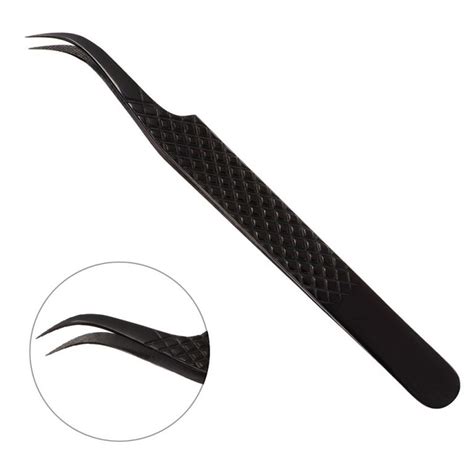 Fiber Tip Curved Tip Black Diamond Plasma Lash Tweezers