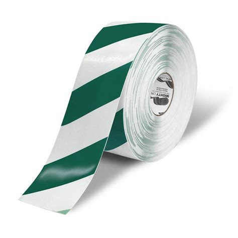 4 White Floor Tape With Green Diagonals Safety Tape Shop Mighty