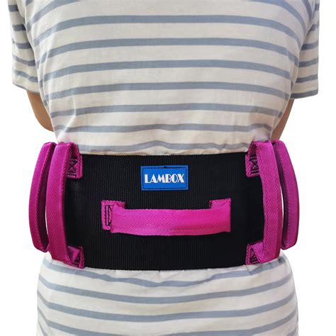 LAMBOX Transfer Walking Gait Belt With 7 Nylon Padded Handles Rose