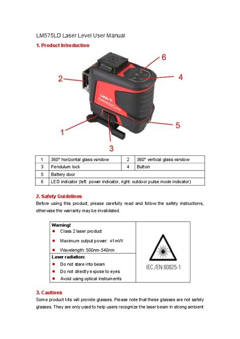 Lm Ld Laser Level User Manual Safety Guidelines Operation