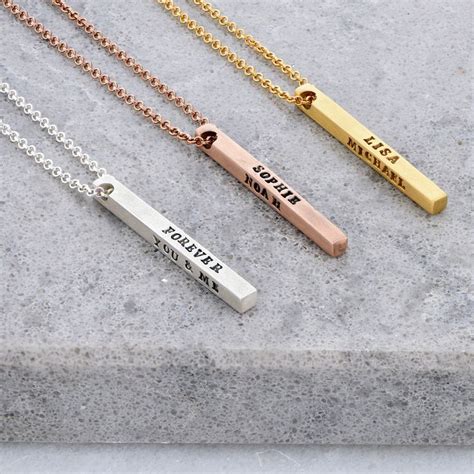 Side Engraved Name Bar Necklace In Sterling Silver Forevermy