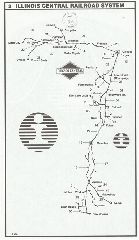 Illinois Central Railroad map 1999