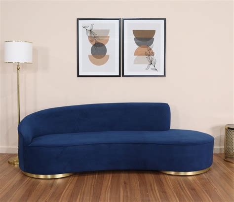 Buy Osbert Seater Curved Sofa Velvet Indigo Blue At Off Online