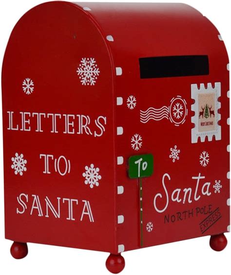 F Fityle Small Christmas Santa Letter Box Metal Christmas Mail Box