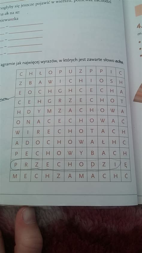 Wyszukaj w diagramie jak najwięcej wyrazów w których jest zawarte słowo