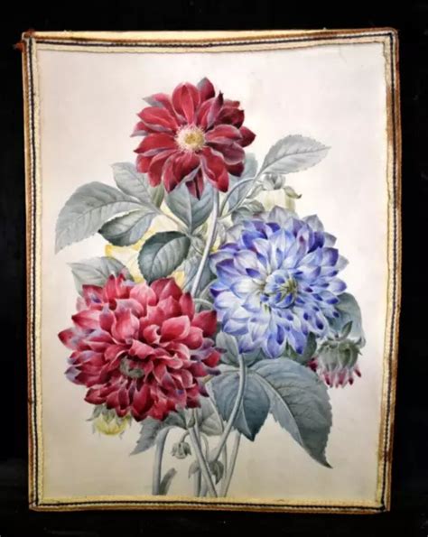 Tableau Ancien Gouache Nature Morte Fleurs Poque Xix Me Eur