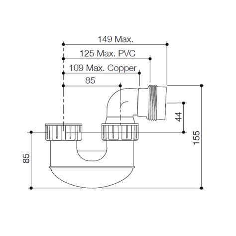 40mm Short Inlet P Trap Caroma