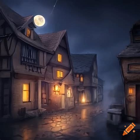 Dnd Fantasy Village Street At Night