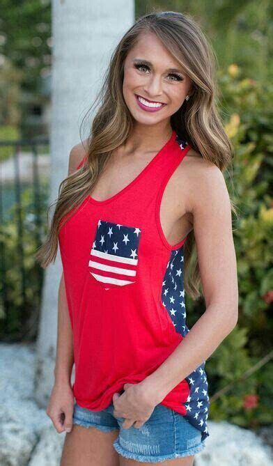 Pin By David Leemon On Women In Red White And Blue Tank Top Fashion