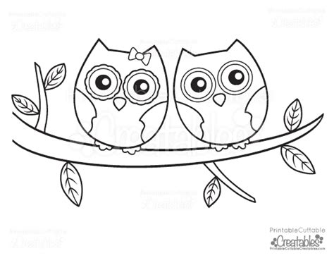 Owls Couple Free Printable Coloring Page Printable Cuttable Creatables