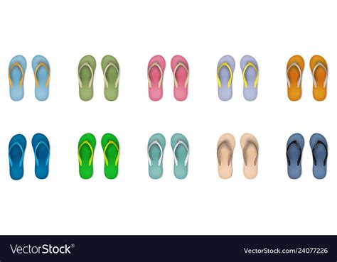 Set of eight different colors beach slippers Vector Image