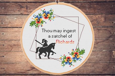 Snarky Cross Stitch Pattern Thou May Ingest A Satchel Of Richards Adult Funny Xstich Sarcastic