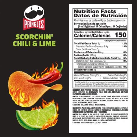 Pringles Scorchin Chili And Lime Potato Crisps Chips 55 Oz Frys