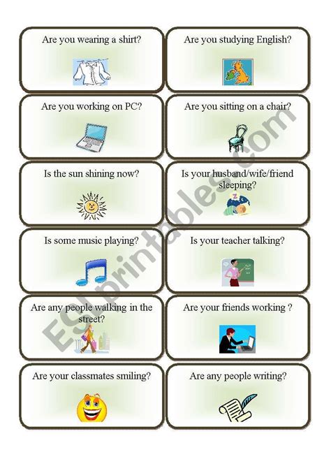 Present Continuous Speaking Cards Esl Worksheet By Renca