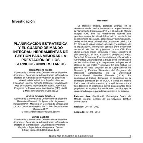 Pdf PlanificaciÓn EstratÉgica Y El Cuadro De Mando · Un Modelo De