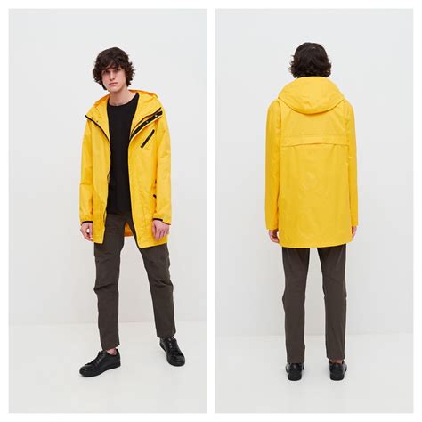 Yellow Rain Jacket for Traveling Men Raincoat With Hood - Etsy