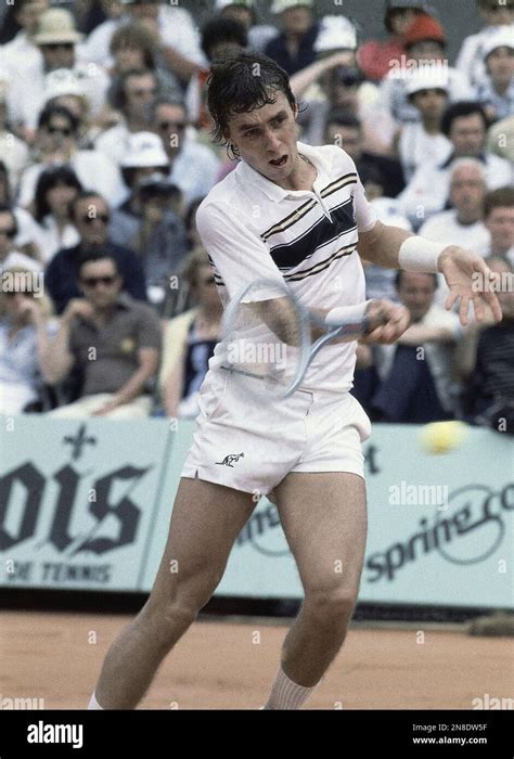 Ivan Lendl Czechoslovakian Tennis Player Is Shown In Action Against