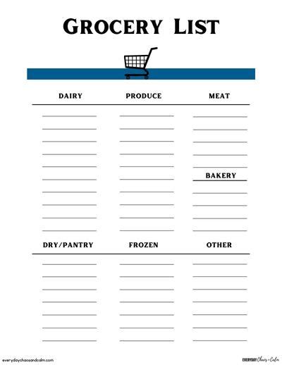 Free Printable Grocery List By Category Free Printable Hot Sex Picture