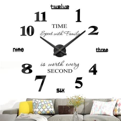 Modern Mute Diy Frameless Grande Horloge Murale D Mirror Sticker Metal