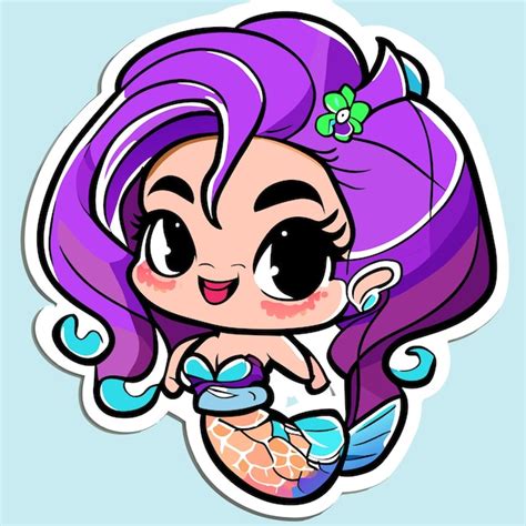 Linda Princesa Sereia Menina Chibi Kawaii M O Desenhada Desenho Animado