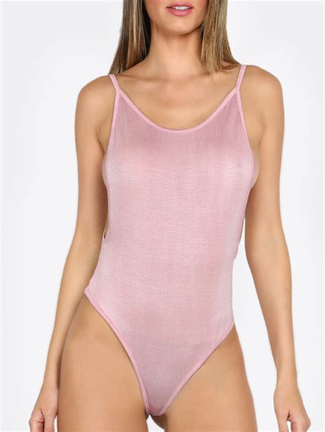 Spaghetti Strap Armhole Backless Bodysuit Shein Sheinside