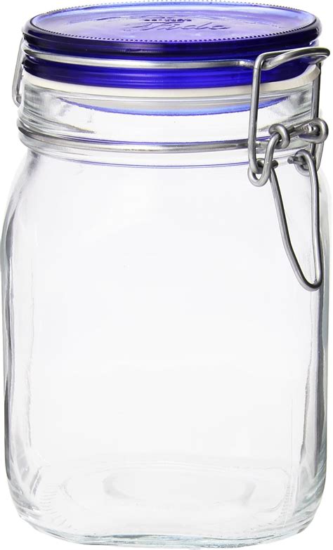 Ml Bormioli Rocco Fido Square Jar With Blue Lid Ml New