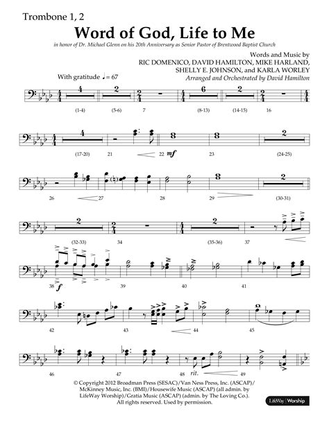 Word Of God Life To Me Choral Anthem Satb Trombone Sheet Music Pdf