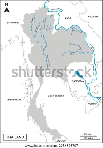 Map Thailand Includes Regions Including Mekong Stock Vector Royalty