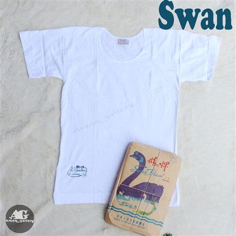 Jual 6 Pc Kaos Pakaian Dalam Oblong Putih Polos Merk SWAN Brand Cap