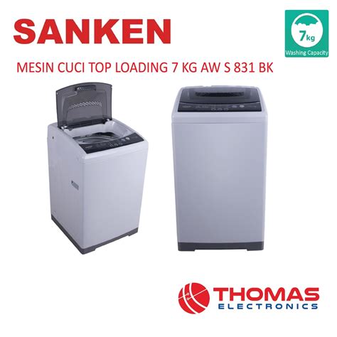 Jual MESIN CUCI TOP LOADING 7KG SANKEN AW S 831 BK Washing Machine