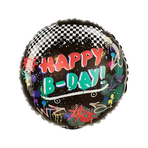 Happy Birthday Skater Party Foil Round Balloon Party Expert