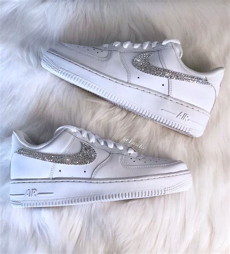 Nike Air Force 1 07 Womens Shoes White With Swarovski Crystals Luxe Ice