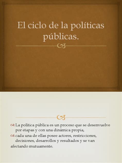 El Ciclo De La Políticas Públicas Pdf